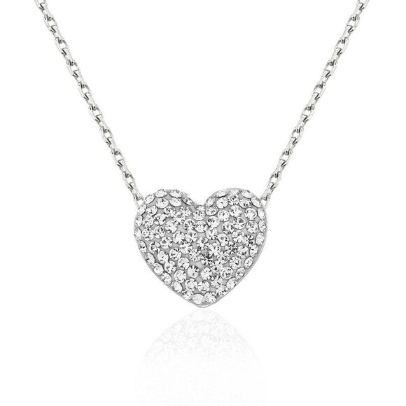 Heart Pendant Necklace – Sterling Silver Overlay - Sparkling Swarovski Crystal - Picture 6 of 11